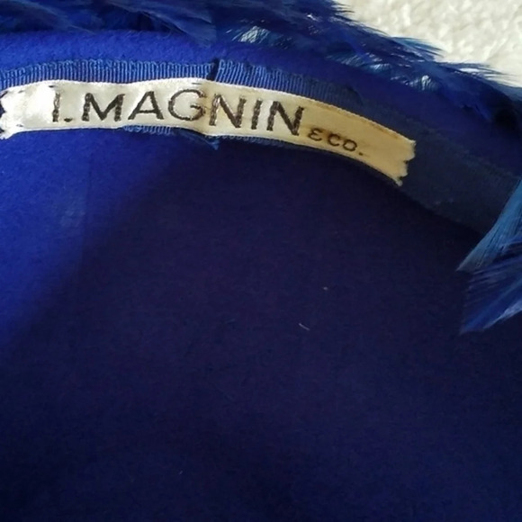 Vintage I Magnin Royal Electric‎ Blue Feather Hat - Picture 10 of 11
